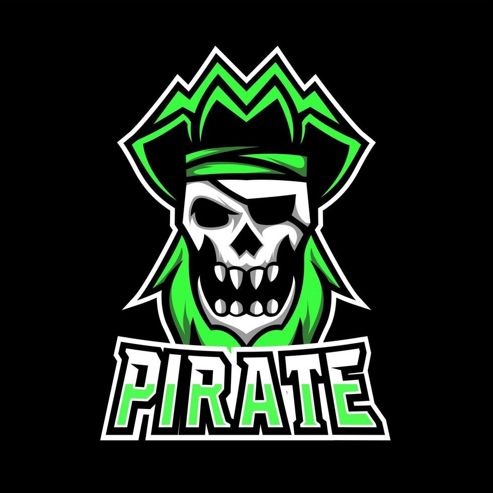 rebel piraat sport esport logo sjabloonontwerp schedel hoofdband vector