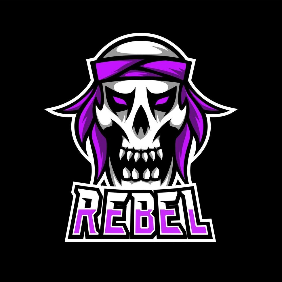 rebel piraat sport esport logo sjabloonontwerp schedel hoofdband vector