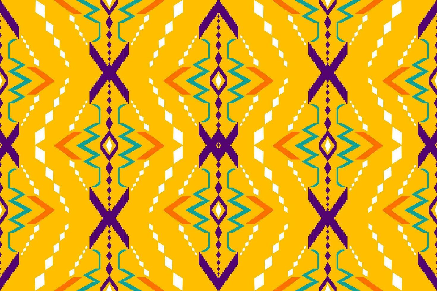 ikat vector etnisch naadloos patroon ontwerp. ikat aztec kleding stof tapijt ornamenten textiel decoraties behang. tribal boho inheems etnisch kalkoen traditioneel borduurwerk vector achtergrond