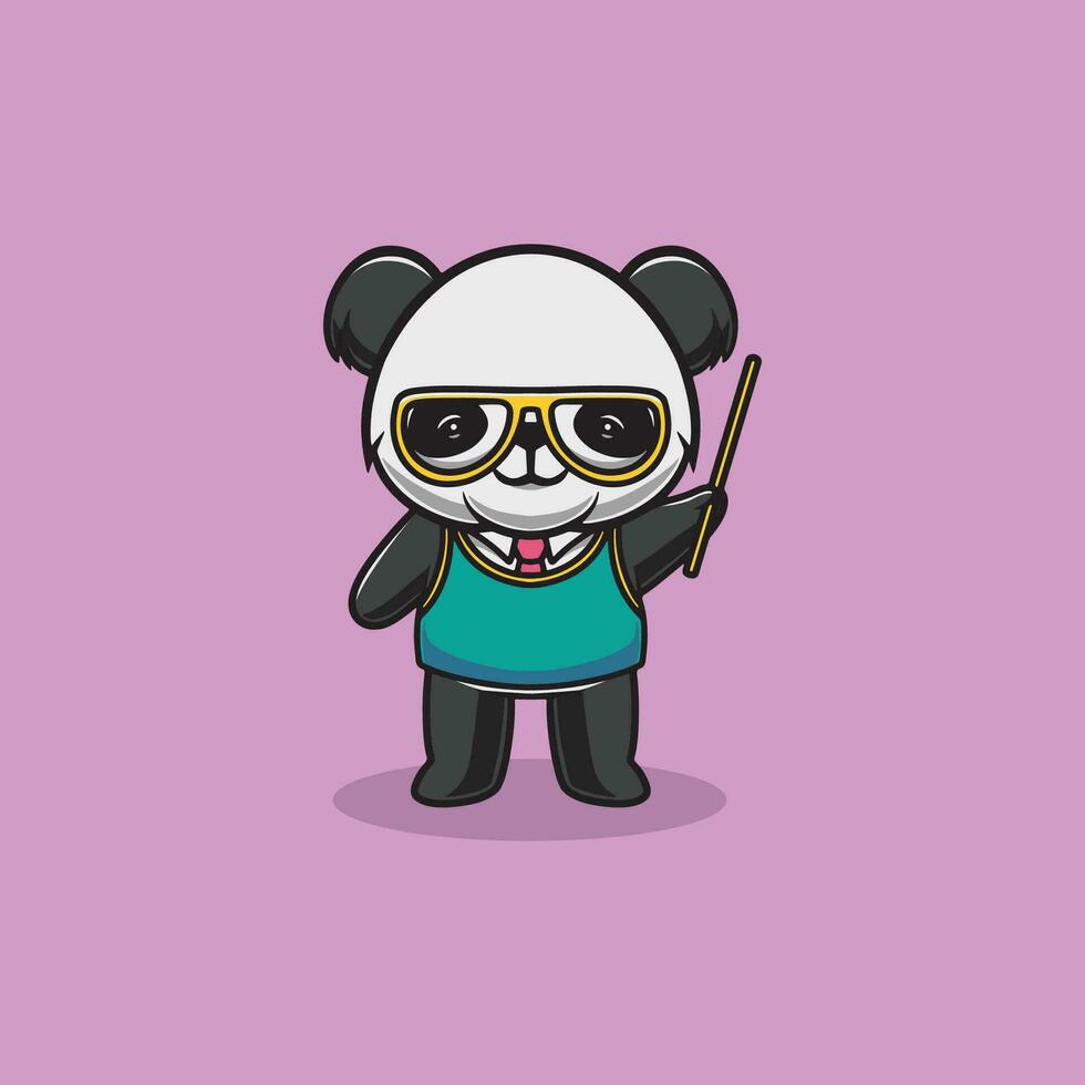 schattig panda is een leraar tekenfilm illustratie vector