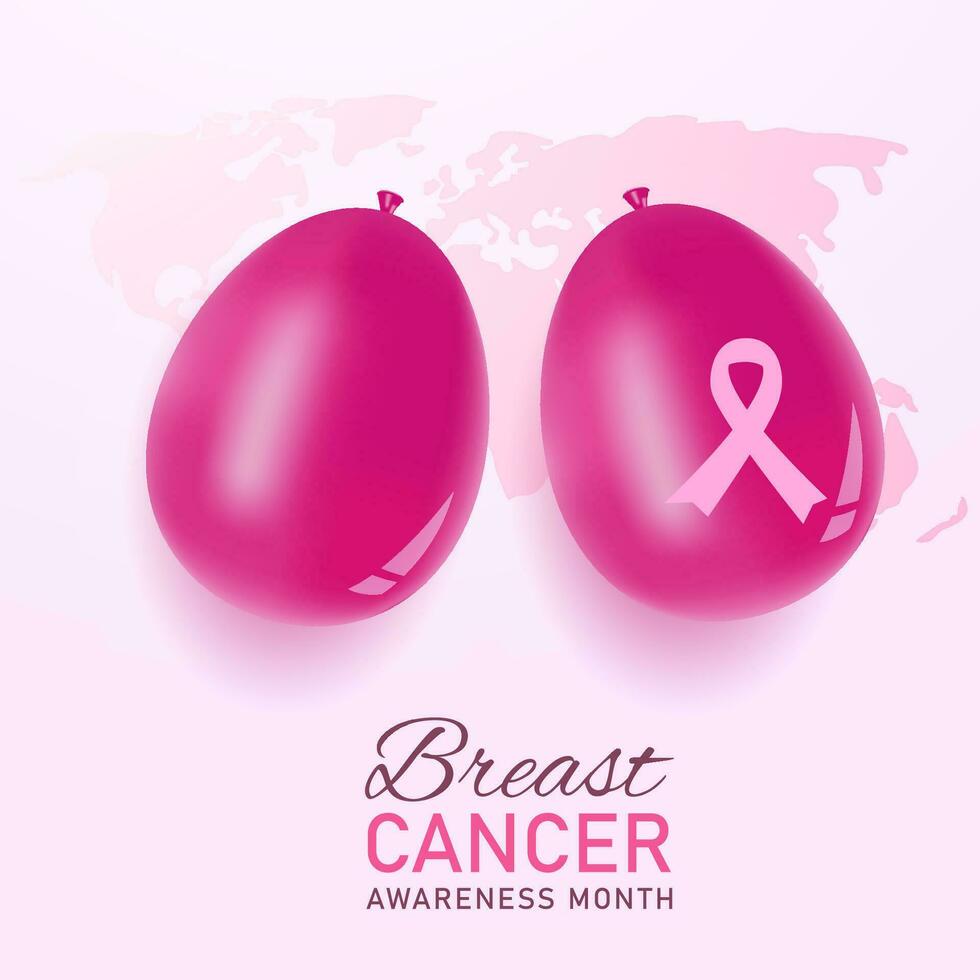 borst kanker bewustzijn maand illustratie met ballonnen vector