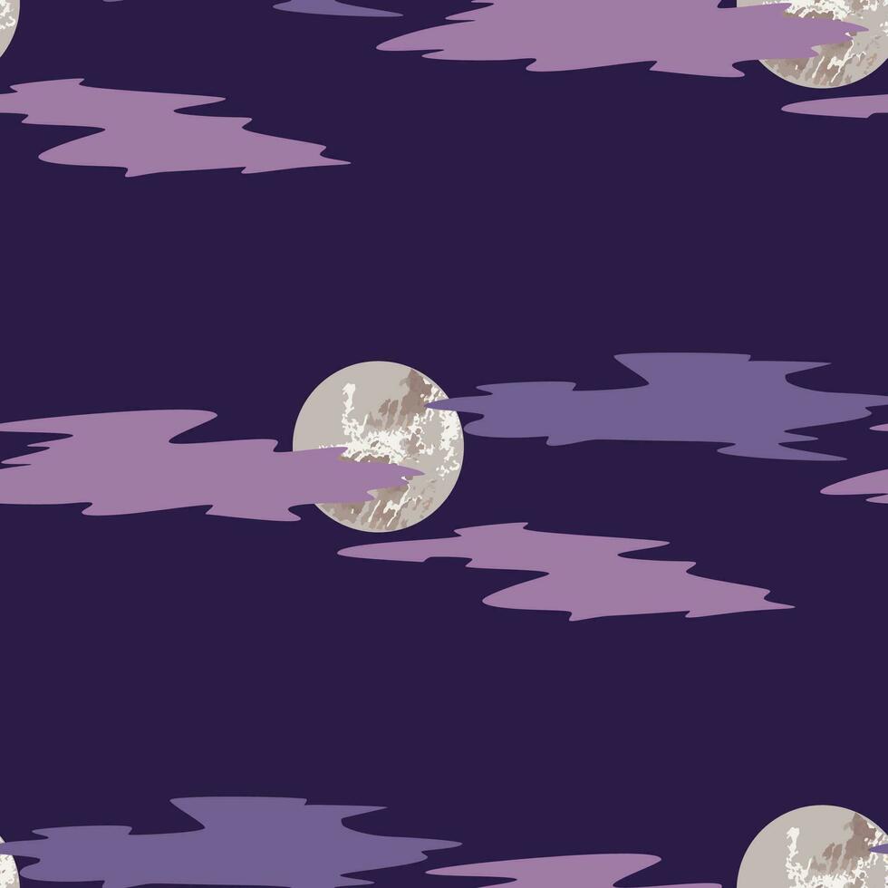 halloween vector naadloos patroon met vol maan en wolken