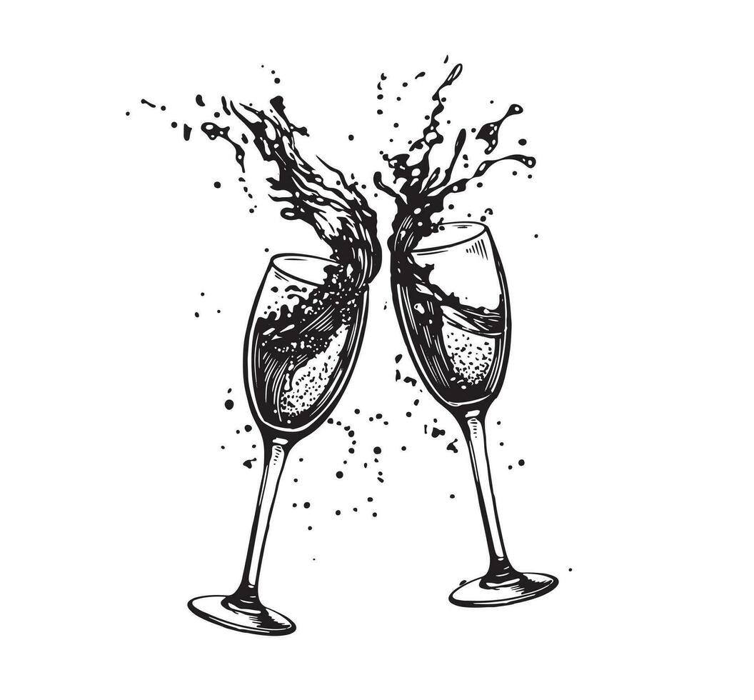 Champagne bril hand- getrokken illustraties. vector