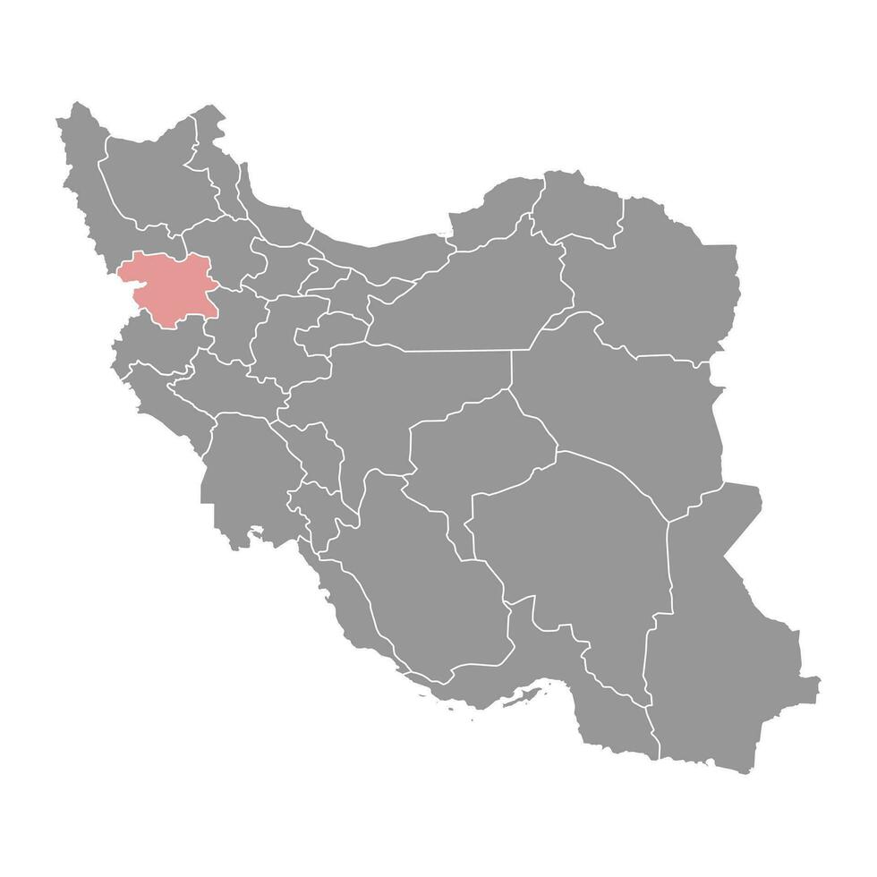 Koerdistan provincie kaart, administratief divisie van iran. vector illustratie.