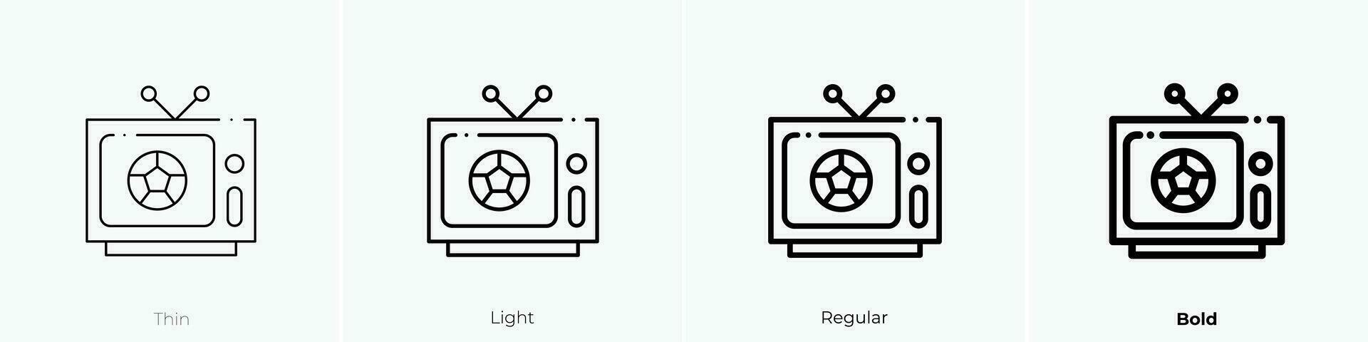 televisie icoon. dun, licht, regelmatig en stoutmoedig stijl ontwerp geïsoleerd Aan wit achtergrond vector