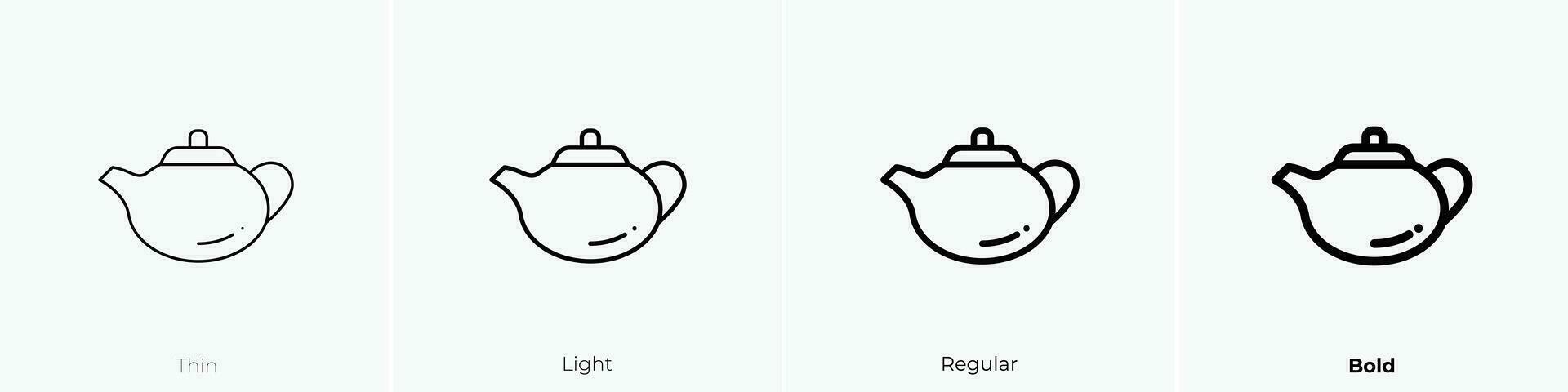 theepot icoon. dun, licht, regelmatig en stoutmoedig stijl ontwerp geïsoleerd Aan wit achtergrond vector