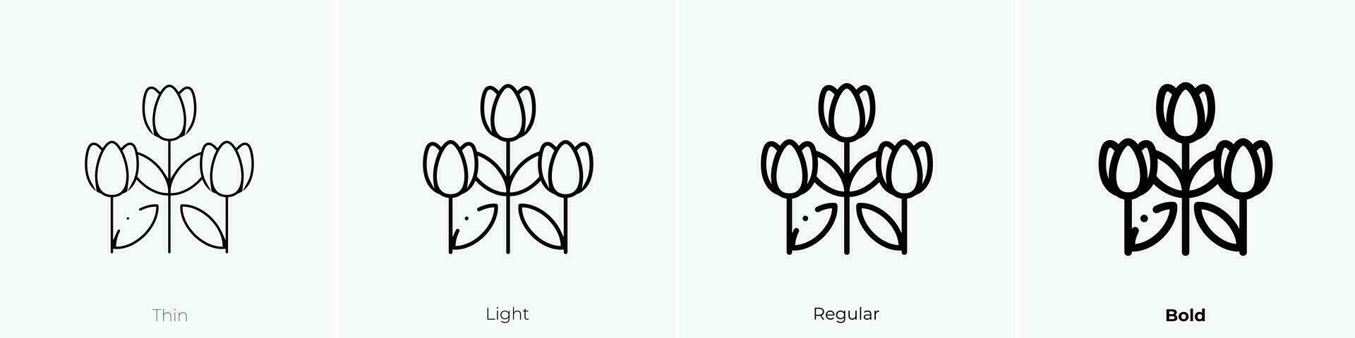 tulpen icoon. dun, licht, regelmatig en stoutmoedig stijl ontwerp geïsoleerd Aan wit achtergrond vector