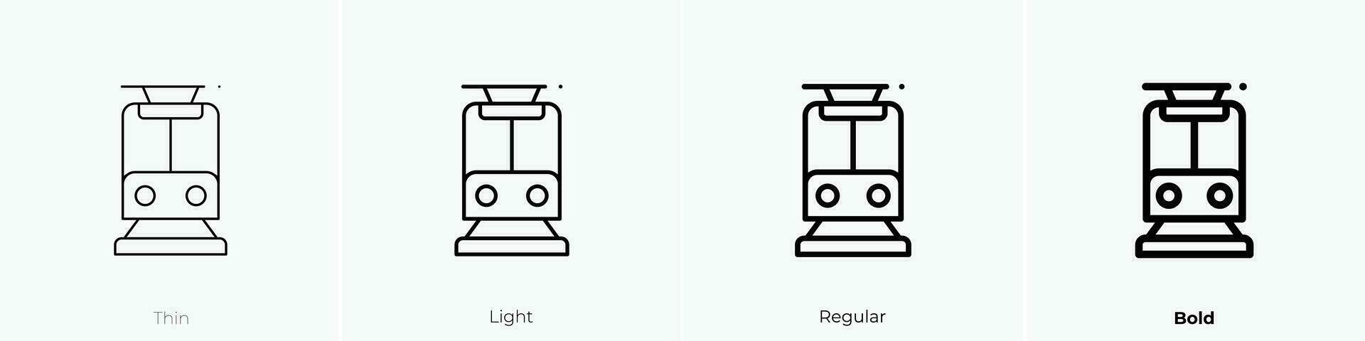 tram icoon. dun, licht, regelmatig en stoutmoedig stijl ontwerp geïsoleerd Aan wit achtergrond vector