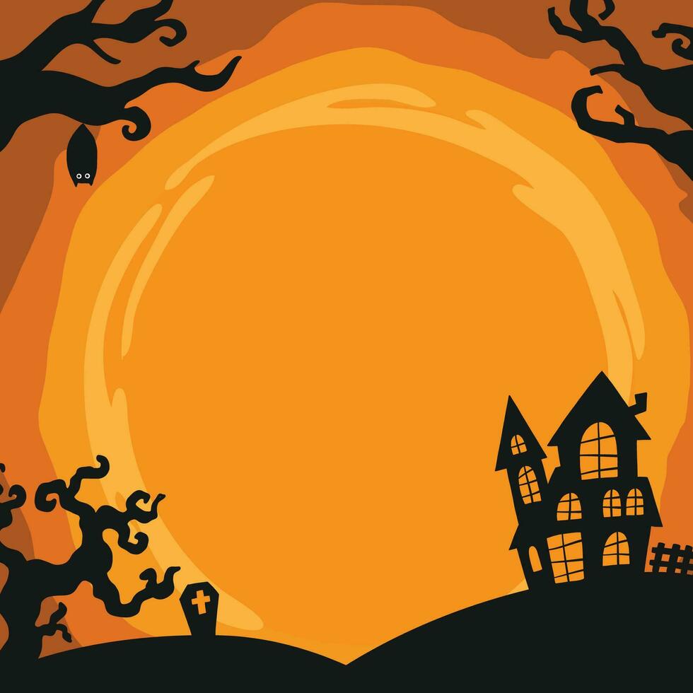 halloween achtergrond met een huis en bomen vector