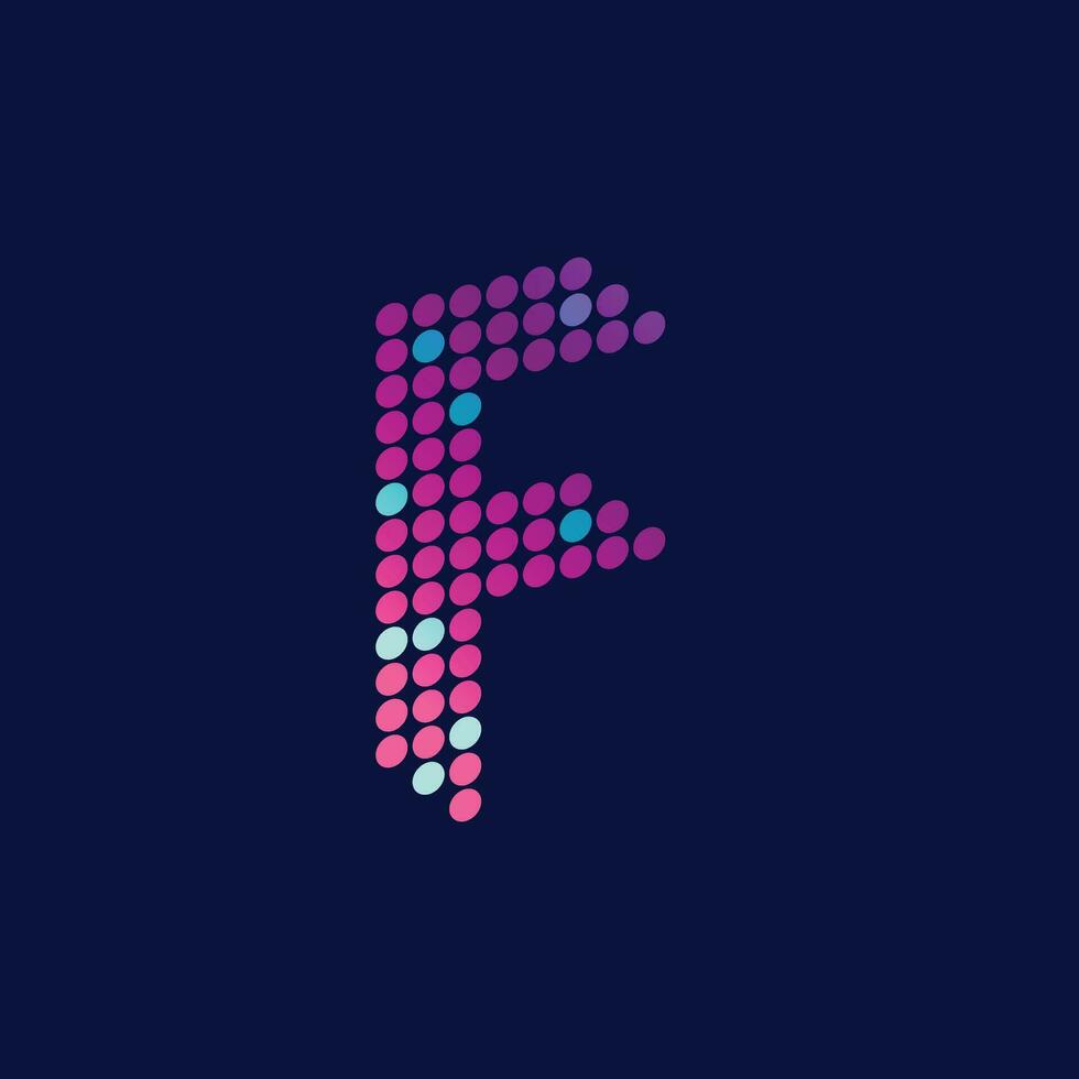 f brief tech pixels logo ontwerp helling vector