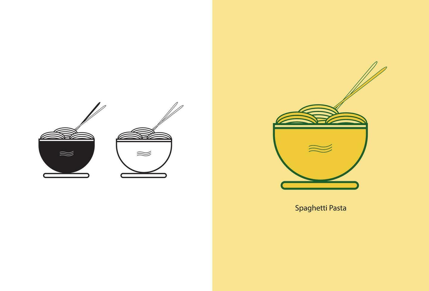 de spaghetti icoon is een vector illustratie dat beeldt af de concept van spaghetti of pasta. het is een grafisch vertegenwoordiging dat kan worden gebruikt voor divers doeleinden in ontwerp en illustratie projecten.