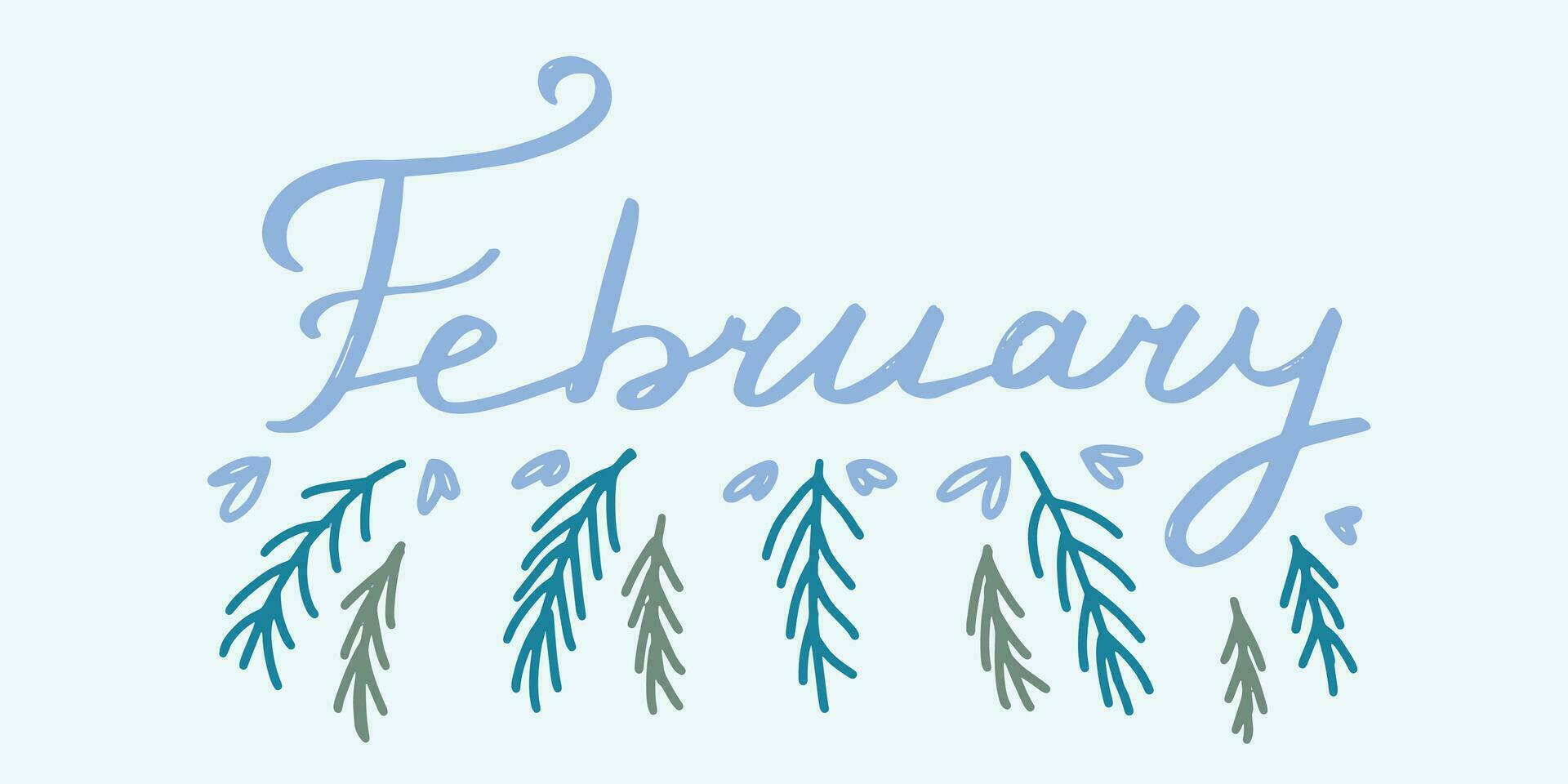 februari hand- getrokken belettering woord februari vector