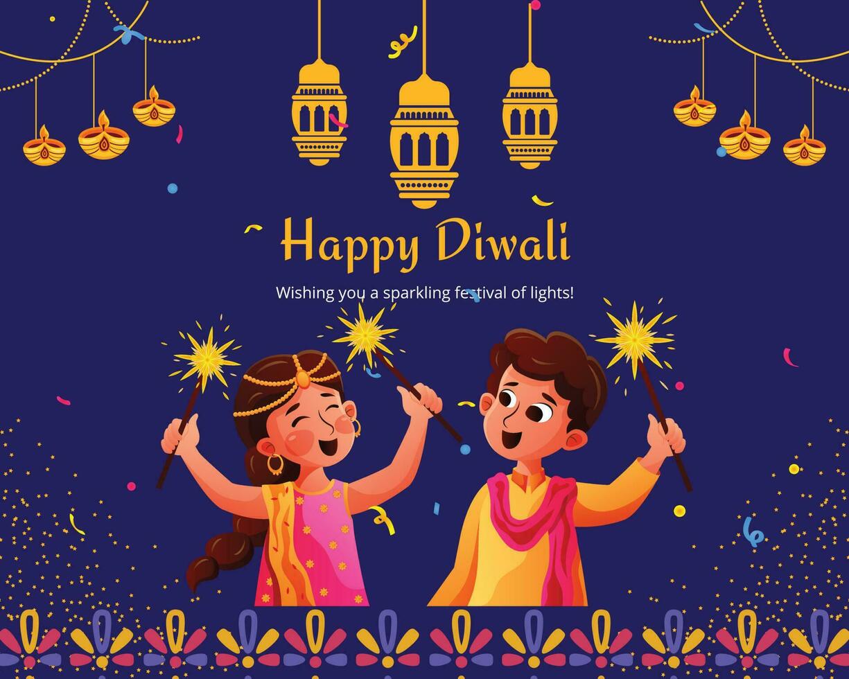 donker Purper elegant esthetisch gelukkig diwali vector