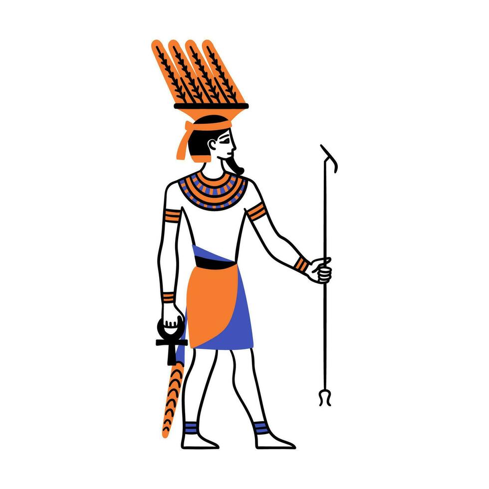 tekenfilm kleur karakter Egyptische god anhur. vector