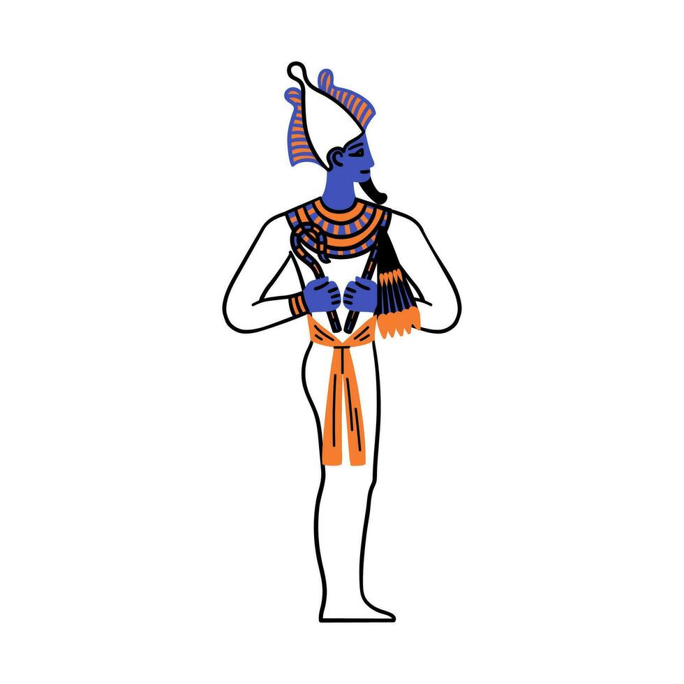 tekenfilm kleur karakter Egyptische god Osiris. vector