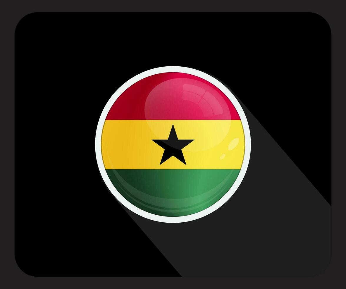 Ghana glanzend cirkel vlag icoon vector