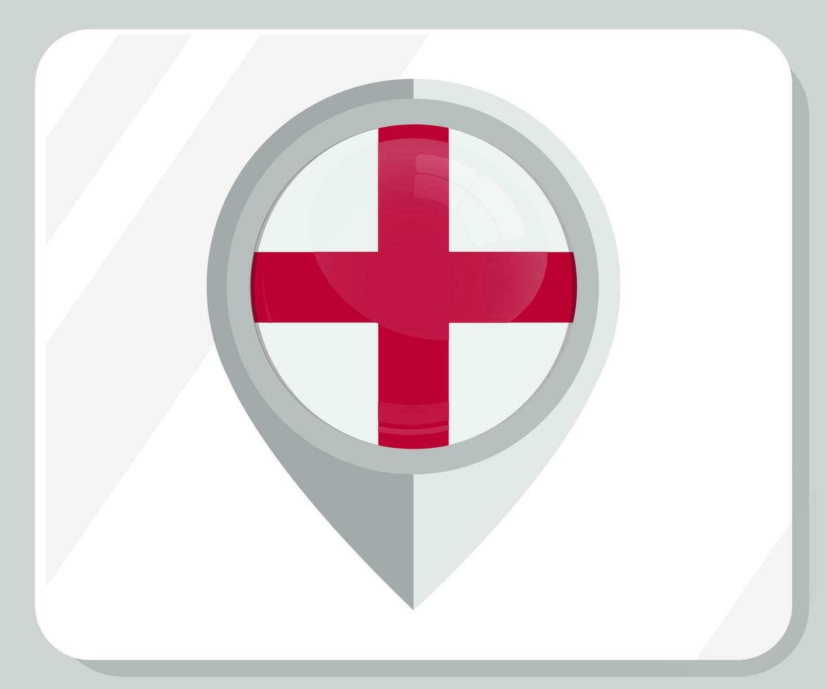 Engeland glanzend pin plaats vlag icoon vector