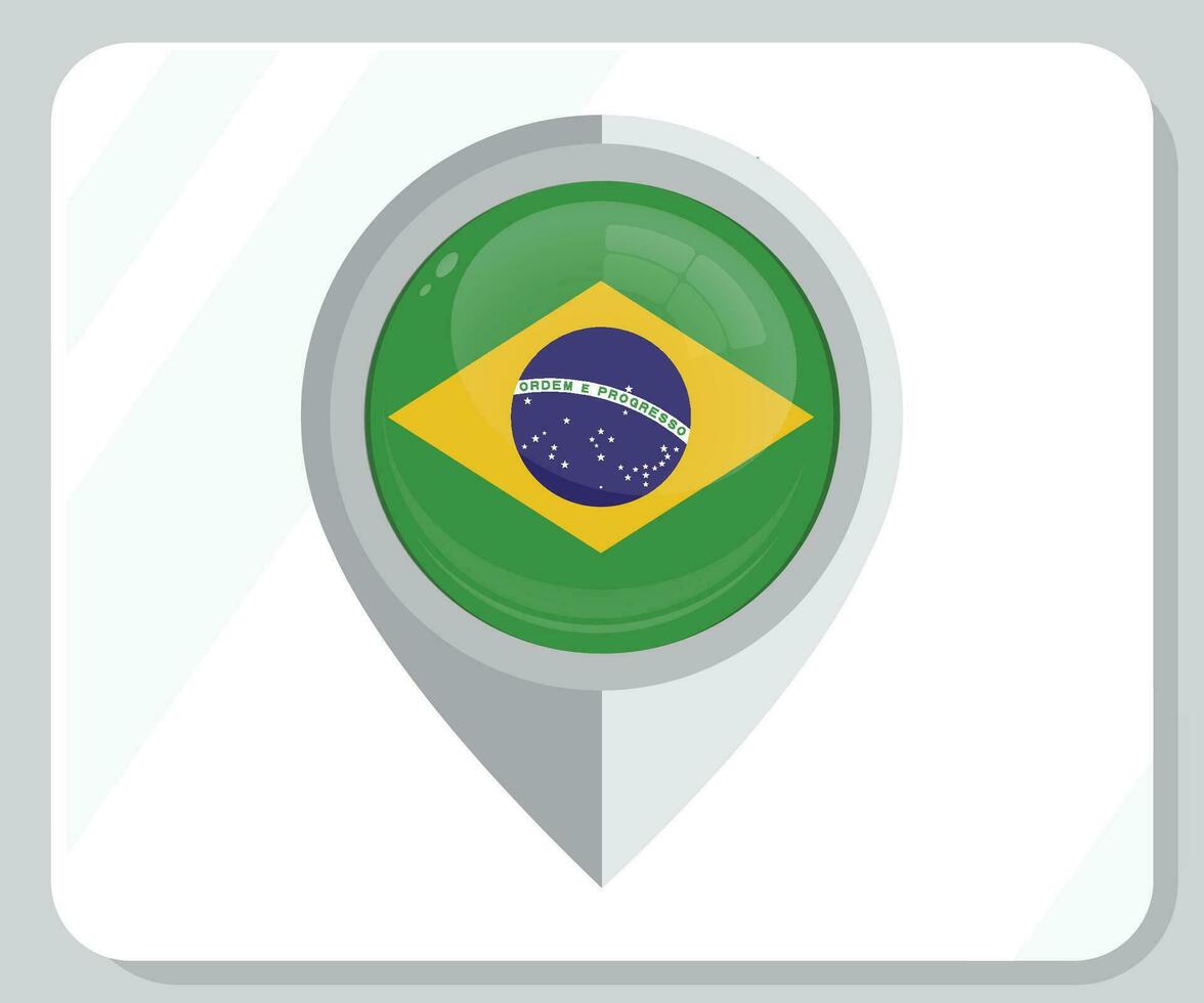 Brazilië glanzend pin plaats vlag icoon vector