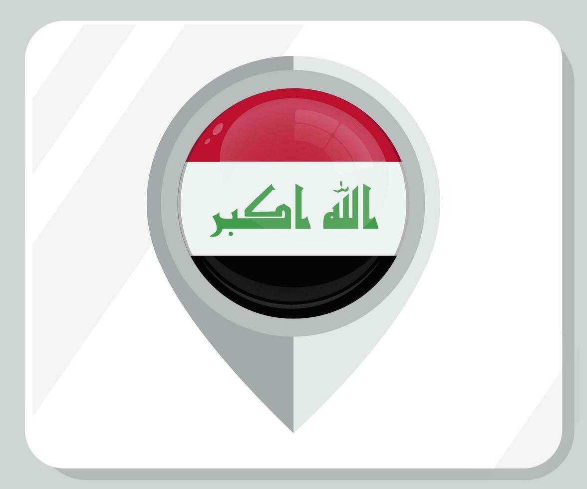 Irak glanzend pin plaats vlag icoon vector