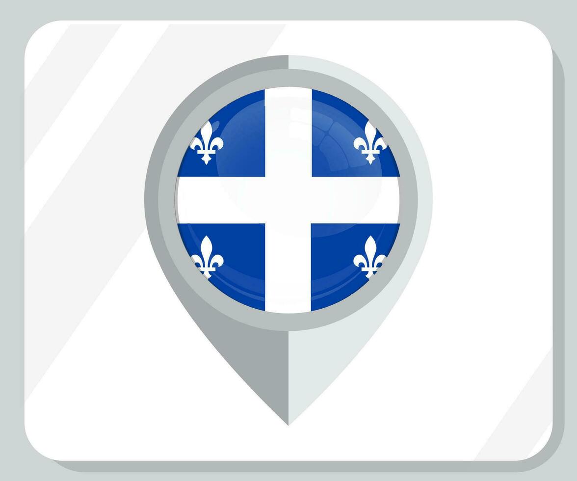 Quebec glanzend pin plaats vlag icoon vector