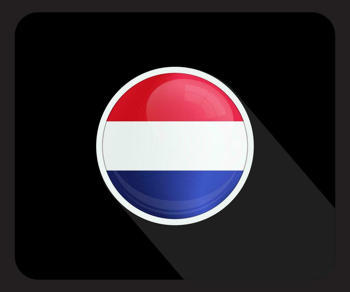 Nederland glanzend cirkel vlag icoon vector