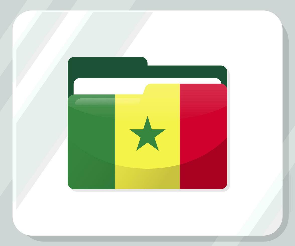 Senegal glanzend map vlag icoon vector