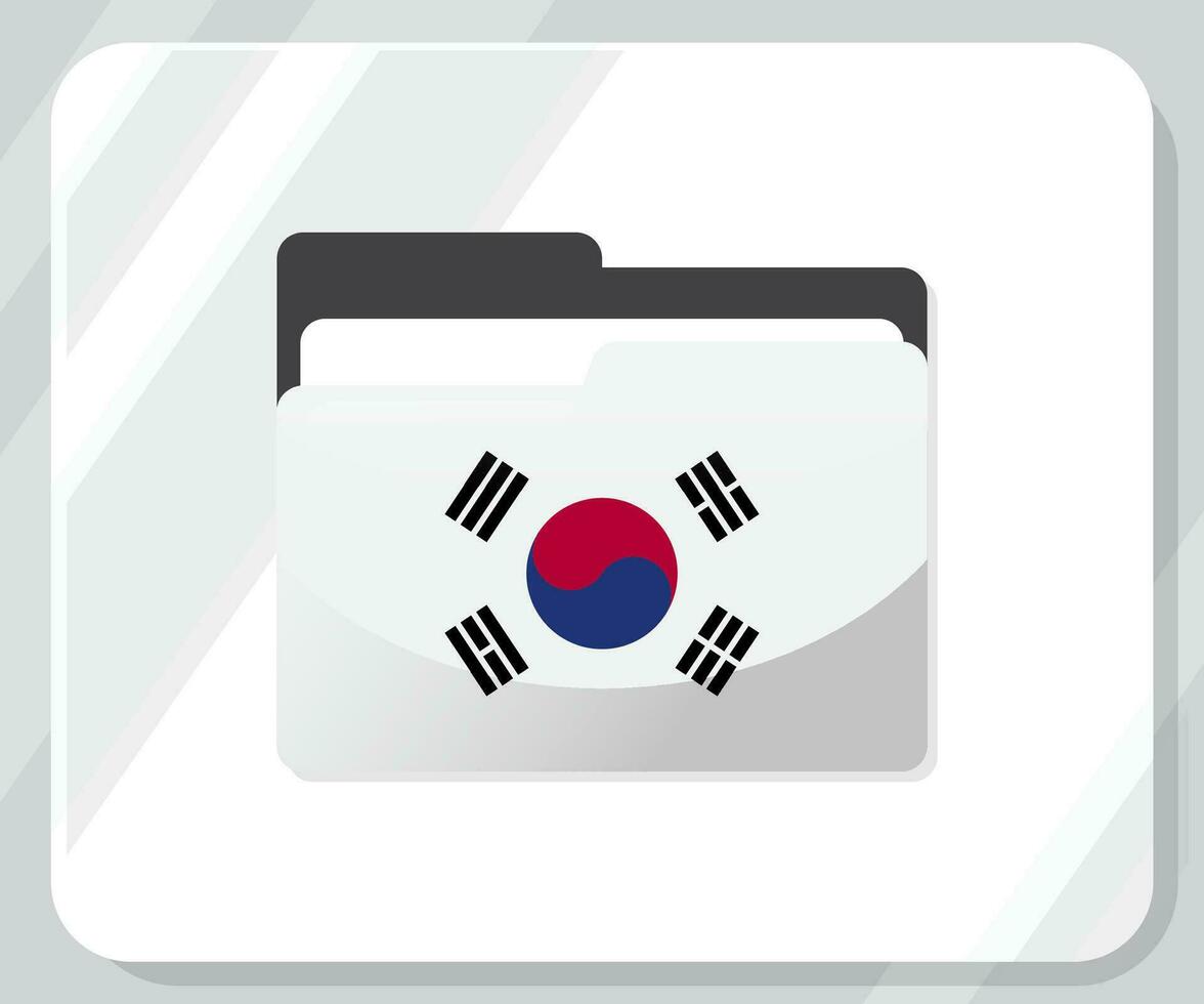 Korea glanzend map vlag icoon vector