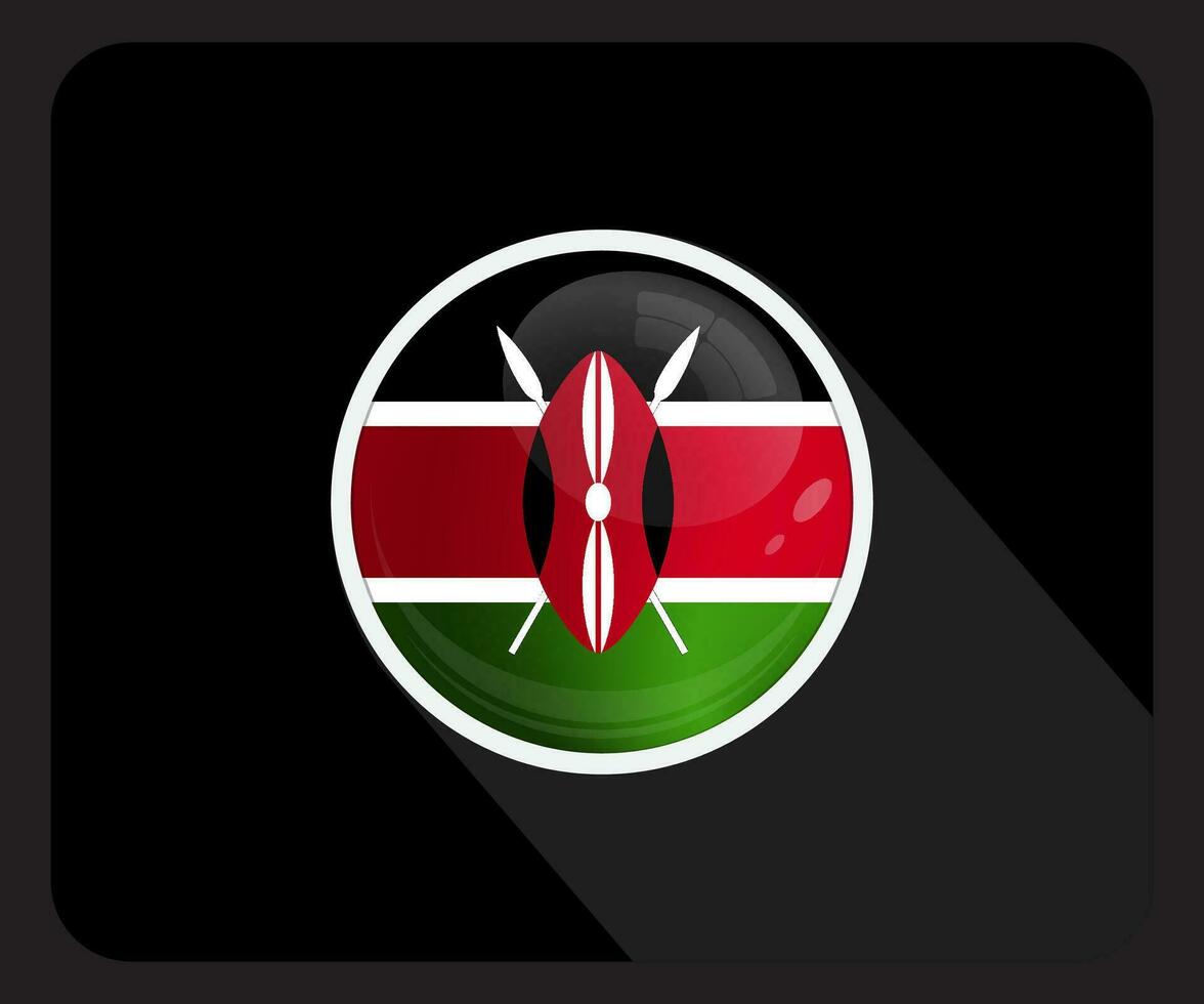 Kenia glanzend cirkel vlag icoon vector