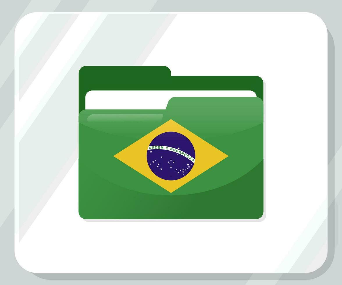 Brazilië glanzend map vlag icoon vector