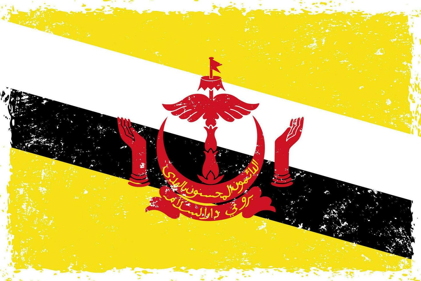 Brunei vlag grunge verontrust stijl vector