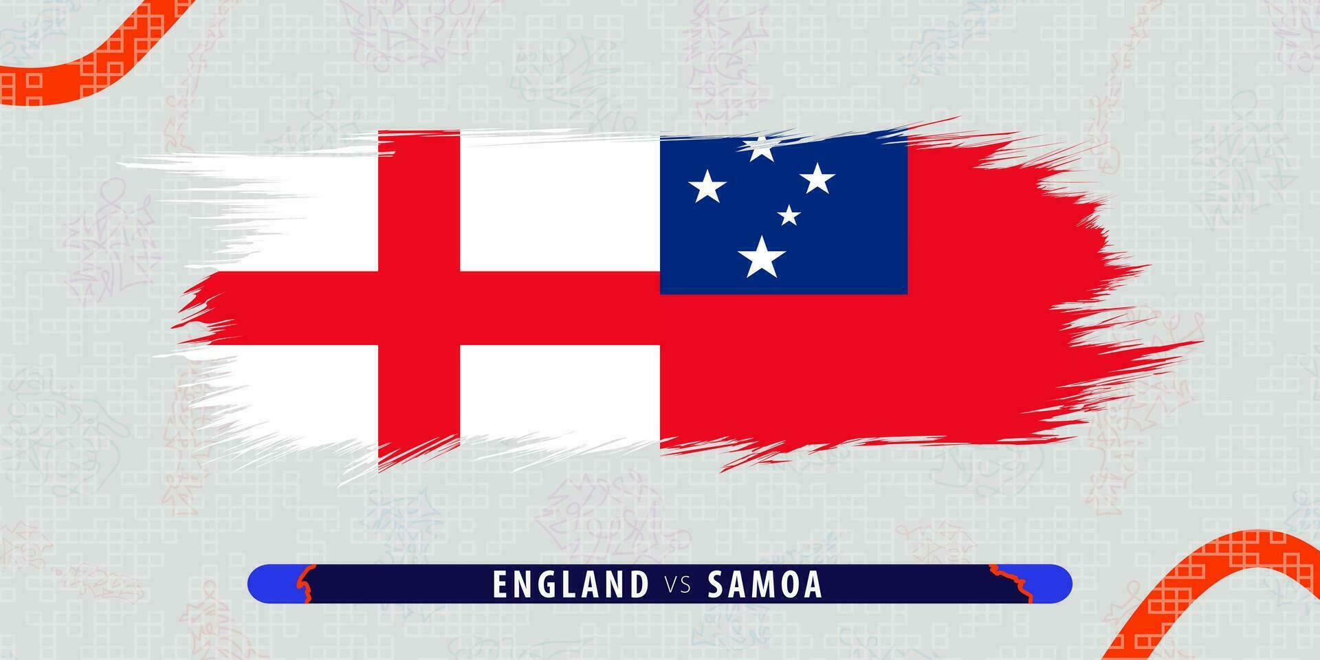Engeland vs samoa, Internationale rugby bij elkaar passen illustratie in penseelstreek stijl. abstract grungy icoon voor rugby wedstrijd. vector