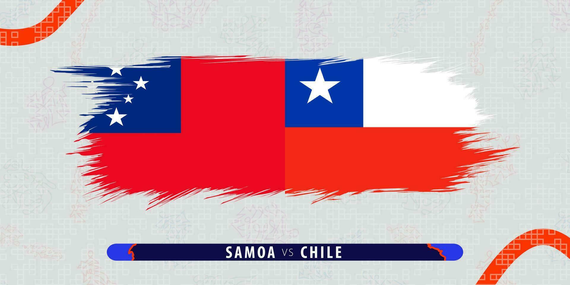 Samoa vs Chili, Internationale rugby bij elkaar passen illustratie in penseelstreek stijl. abstract grungy icoon voor rugby wedstrijd. vector