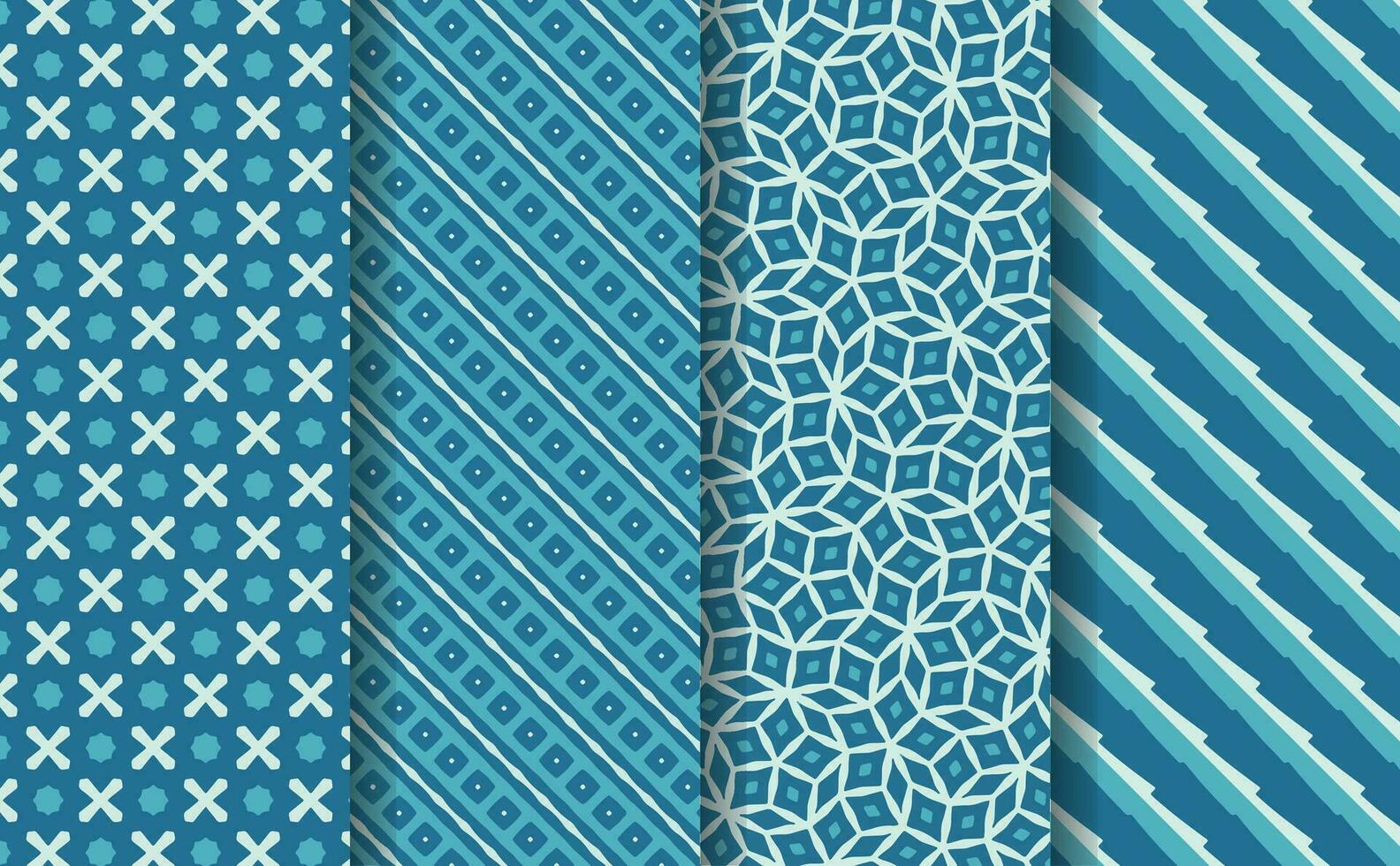 blauw kleur meetkundig kleding stof patroon reeks vector