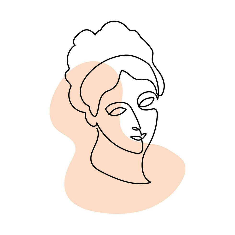 gezicht vrouw kunst doorlopend lijn logo. schoonheid meisje gezicht en haar- abstract doorlopend lijn icoon grafisch achtergrond. vector illustratie