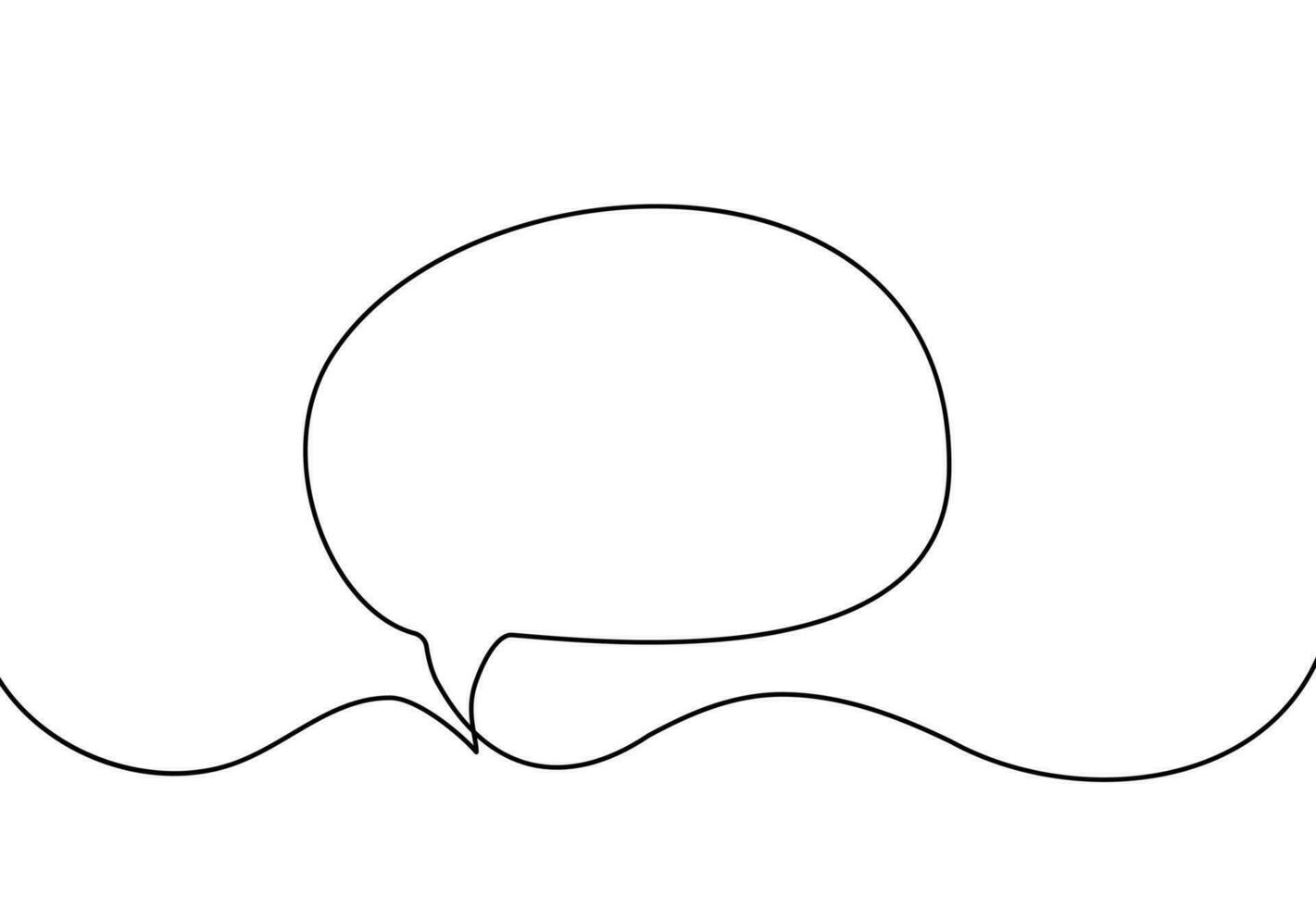 toespraak bubbel doorlopend een lijn kunst. tekening dialoog toespraak bubbel illustratie. doorlopend een lijn grens tekst doos, bericht element. vector illustratie