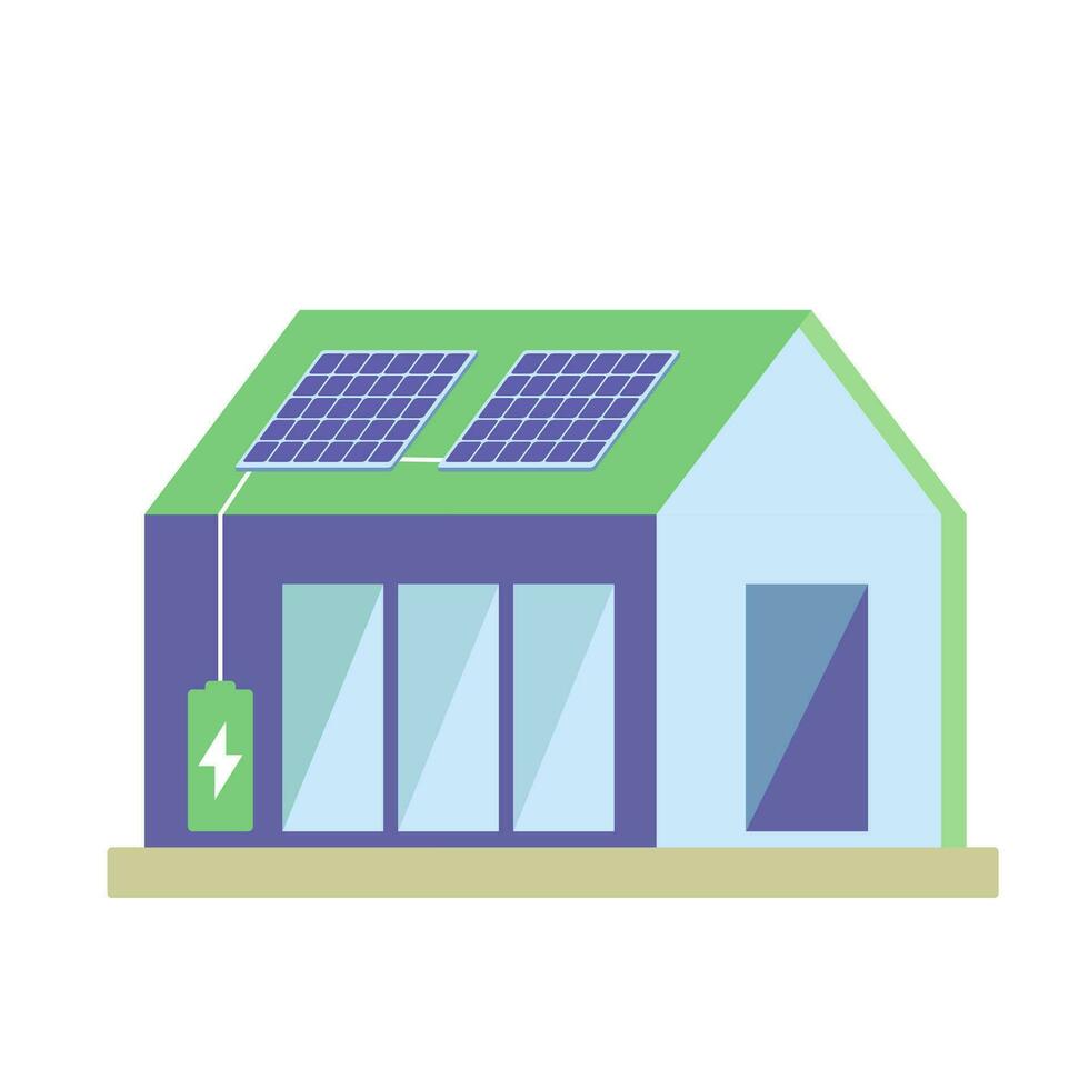 zonne- gebouw, hernieuwbaar energie paneel Aan huis. vector