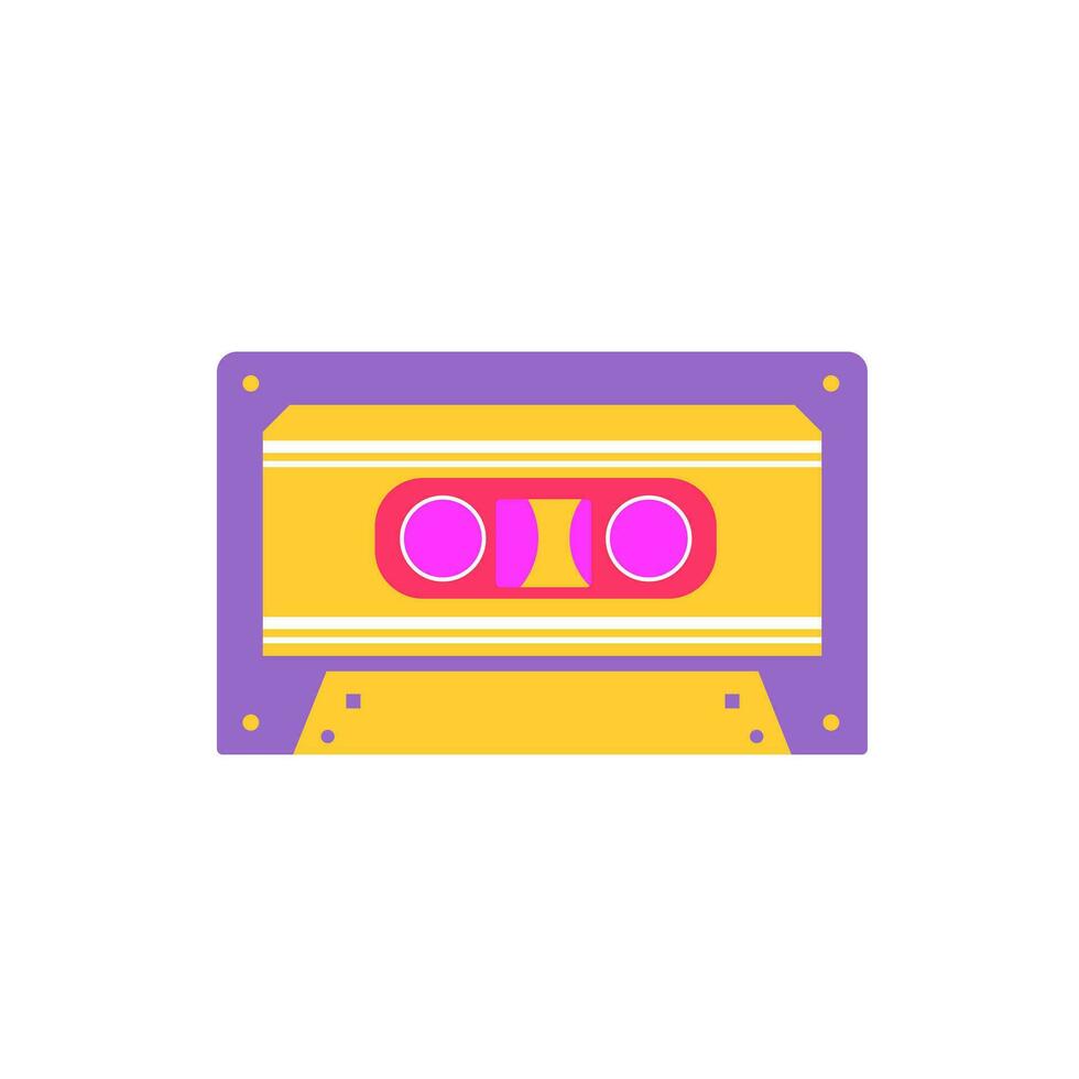 retro 90's muziek- audio cassette vector illustratie voor stickers, logo's, afdrukken, patches en sociaal media