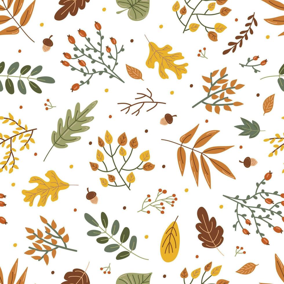 bladeren en takken. herfst afdrukken. hand- tekening. gemakkelijk patroon. vector illustratie