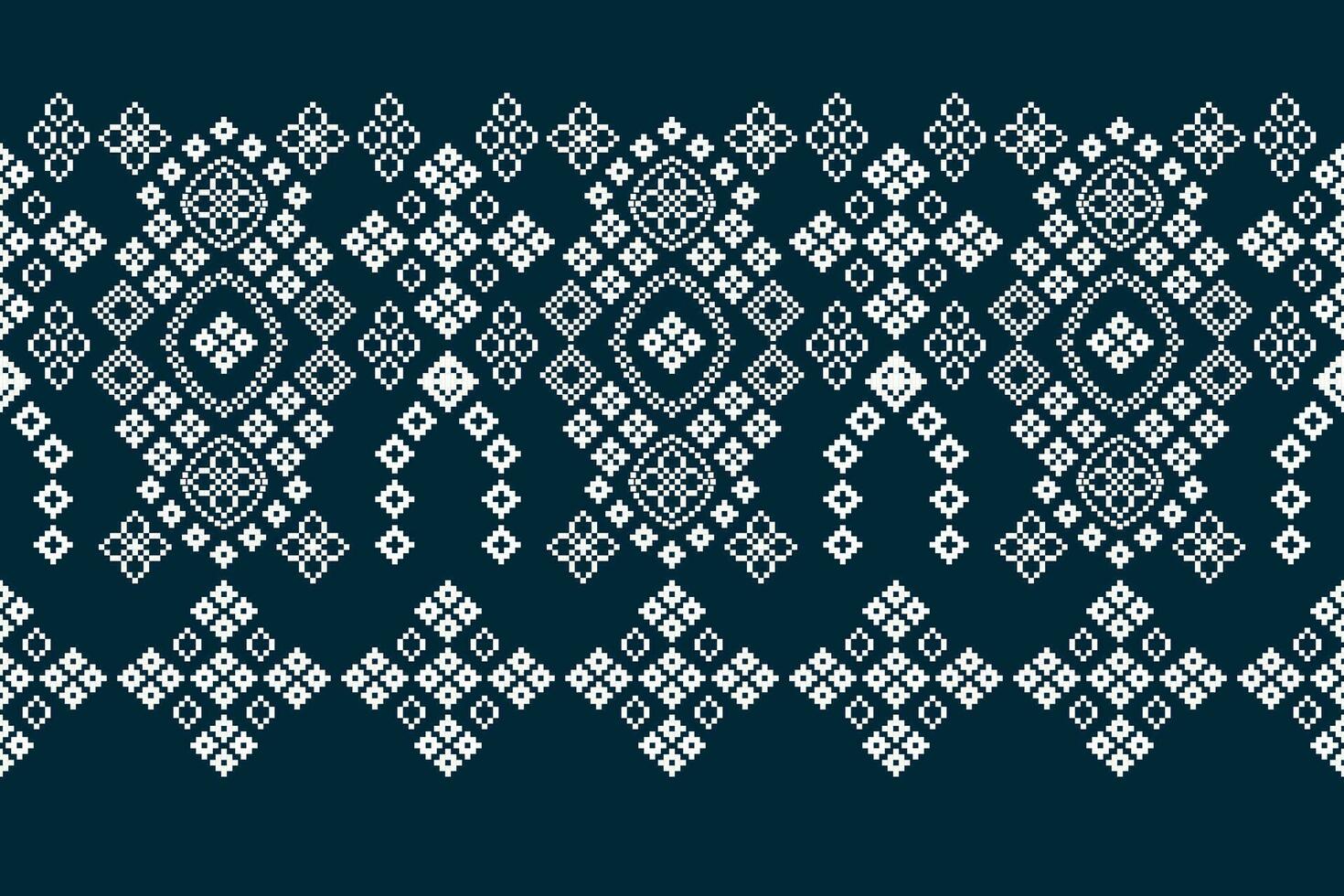 etnisch meetkundig kleding stof patroon kruis steek.ikat borduurwerk etnisch oosters pixel patroon blauw achtergrond. abstract,vector,illustratie. textuur,kleding,lijst,decoratie,motieven,zijde behang. vector