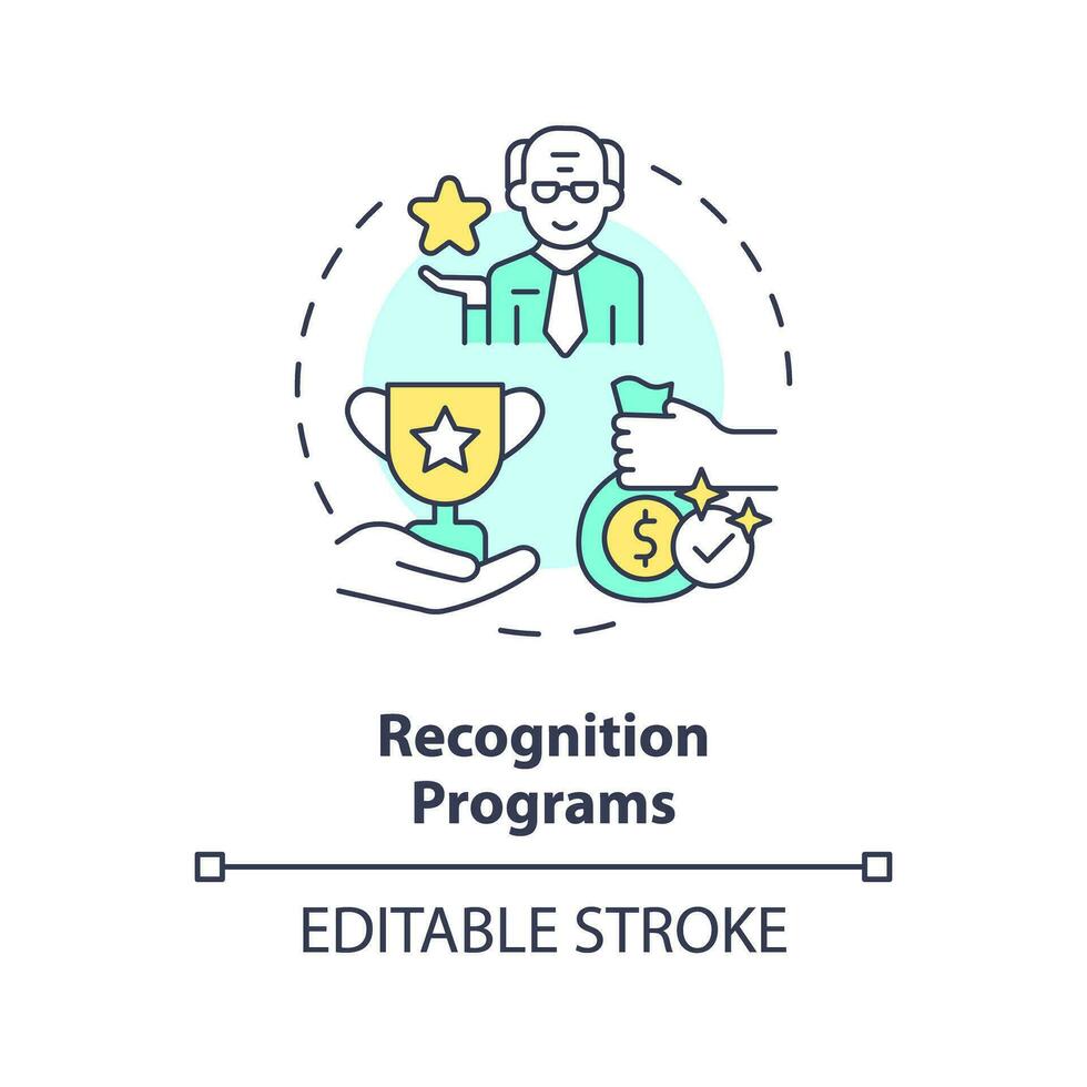 2d bewerkbare herkenning programma's dun lijn icoon concept, geïsoleerd vector, veelkleurig illustratie vertegenwoordigen pensionering. vector