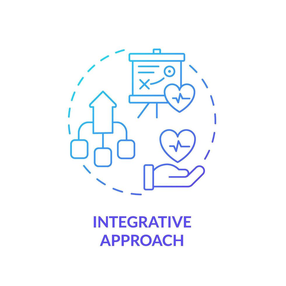 integratief nadering blauw helling concept icoon. gecombineerd bronnen gegevens. verzamelen gezondheidszorg informatie. precisie geneeskunde factor abstract idee dun lijn illustratie. geïsoleerd schets tekening vector