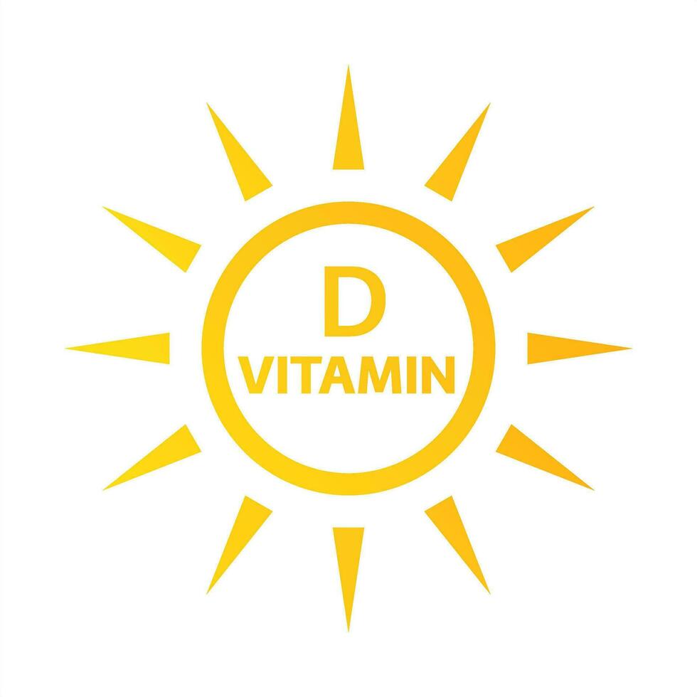 vitamine d icoon met eenvoudige zon. vectorillustratie van voedingsteken dat op witte achtergrond wordt geïsoleerd vector