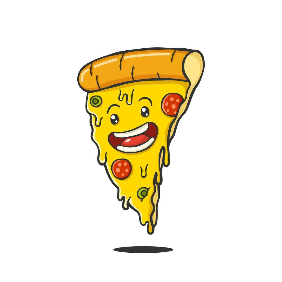 schattig pizza plak tekenfilm karakter vector