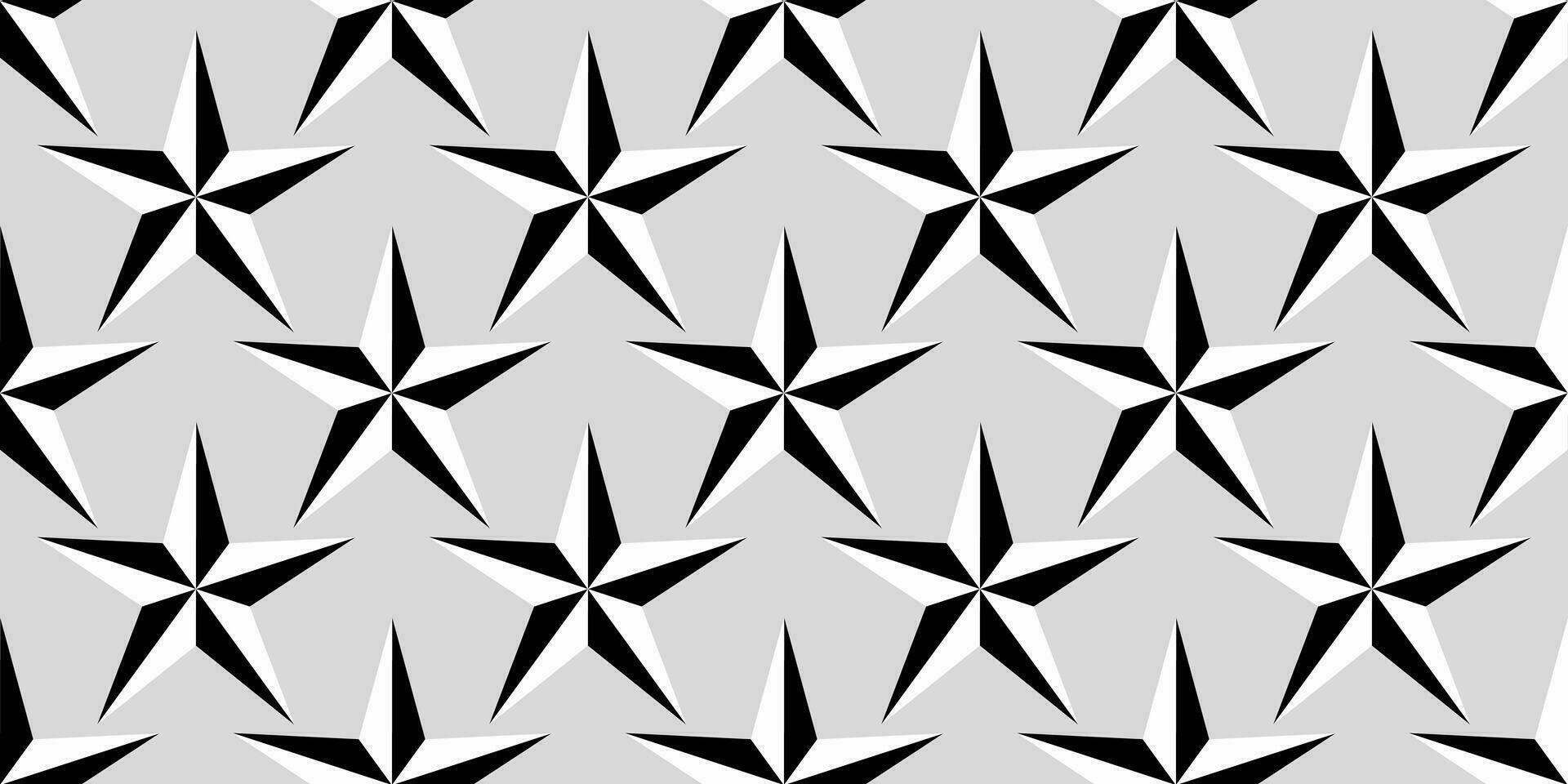 zwart wit eenzaam sterren naadloos patroon vector
