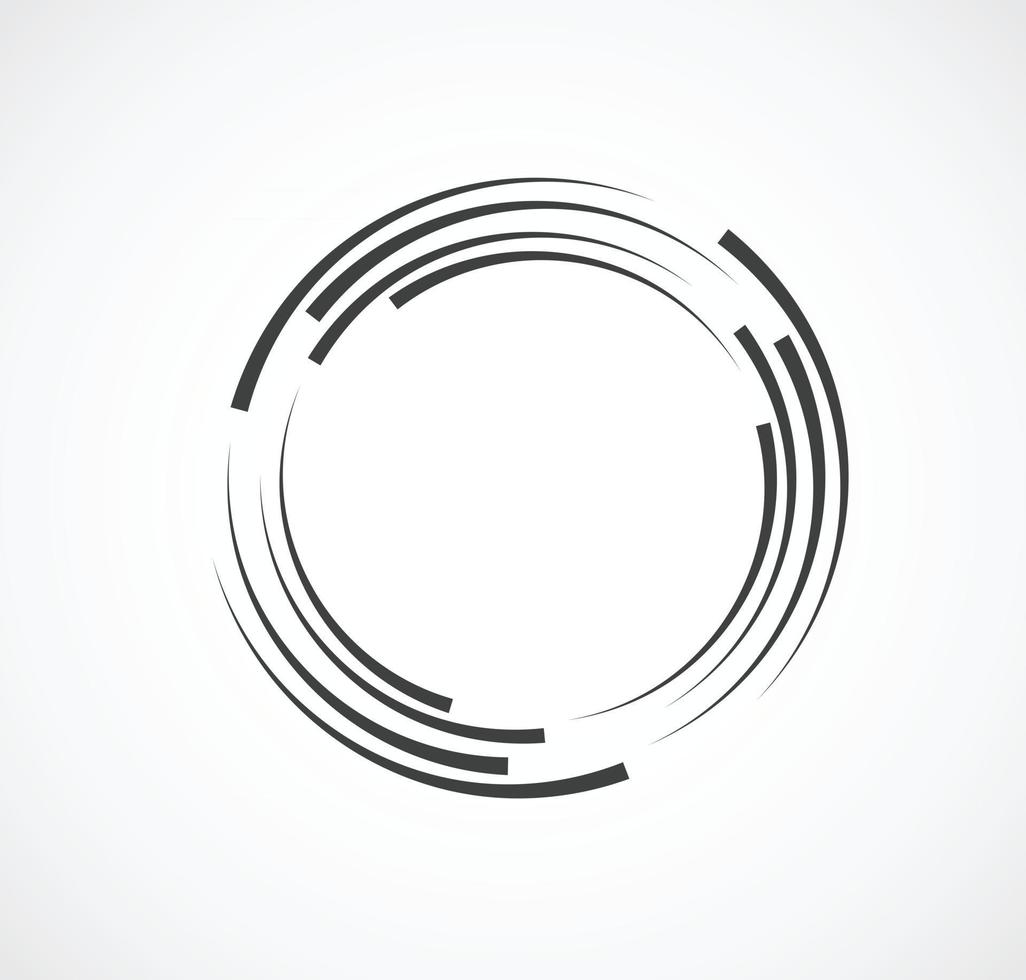 abstracte lijnen in cirkelvorm, ontwerpelement, geometrische vorm, gestreept grenskader voor afbeelding, technologie rond logo, spiraalvormige vectorillustratie vector