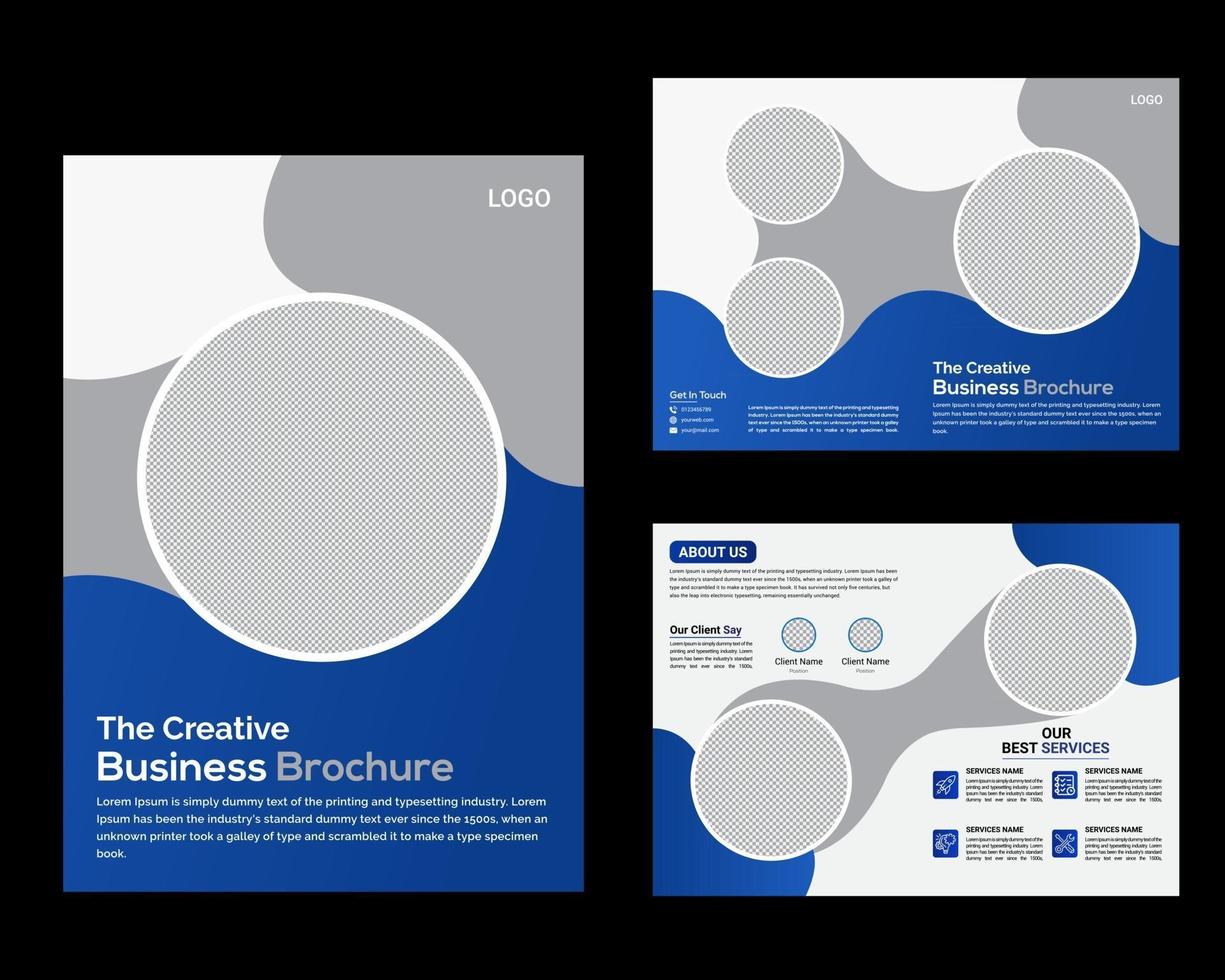 brochure sjabloonontwerp en 4 pagina's modern creatief zakelijk profiel blauwe gradiënt shapes.eps vector