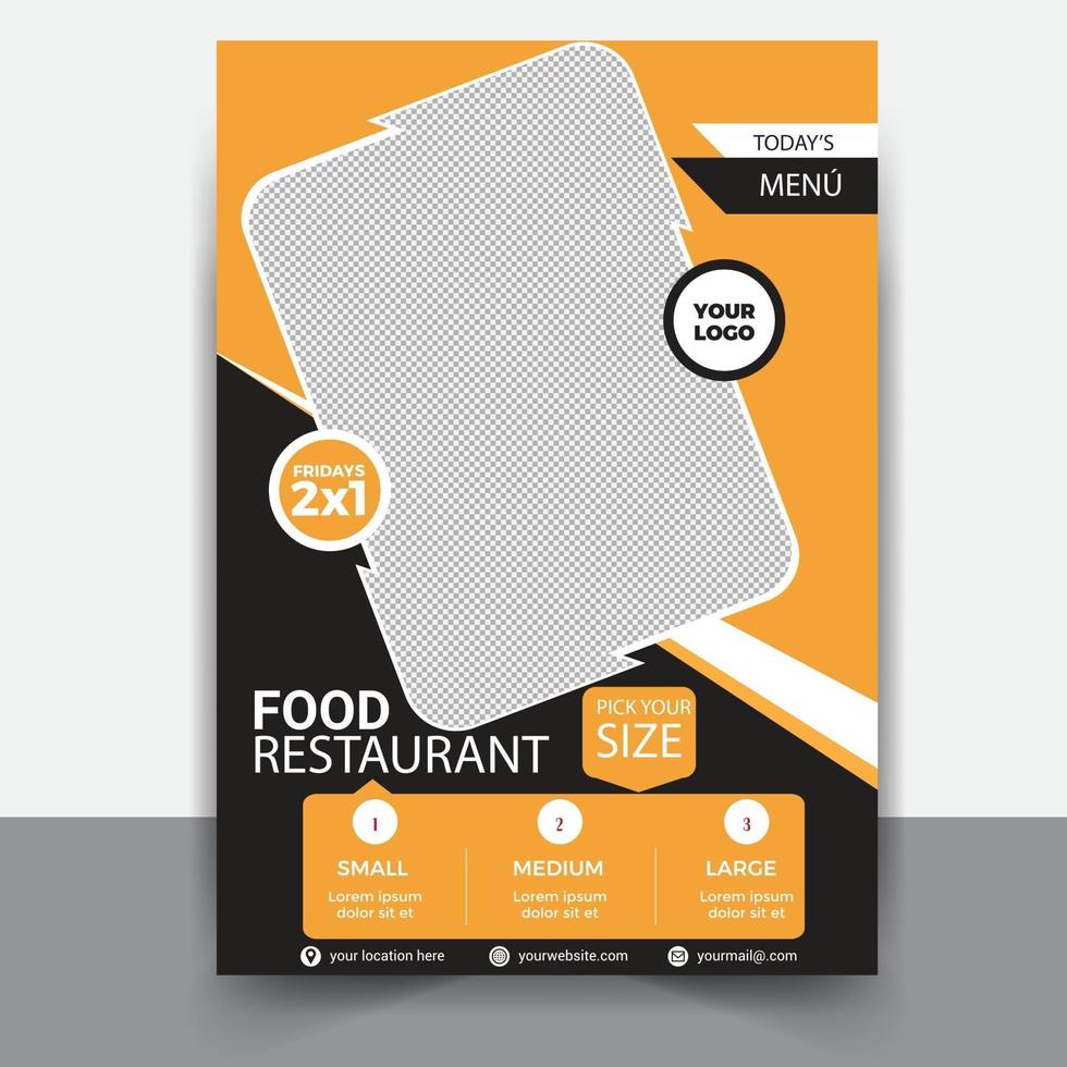 flyer eten restaurant sjabloonontwerp en heerlijk fastfoodmenu vector