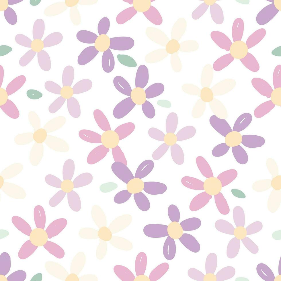 schattig gemakkelijk madeliefje wild bloem pastel naadloos patroon vector