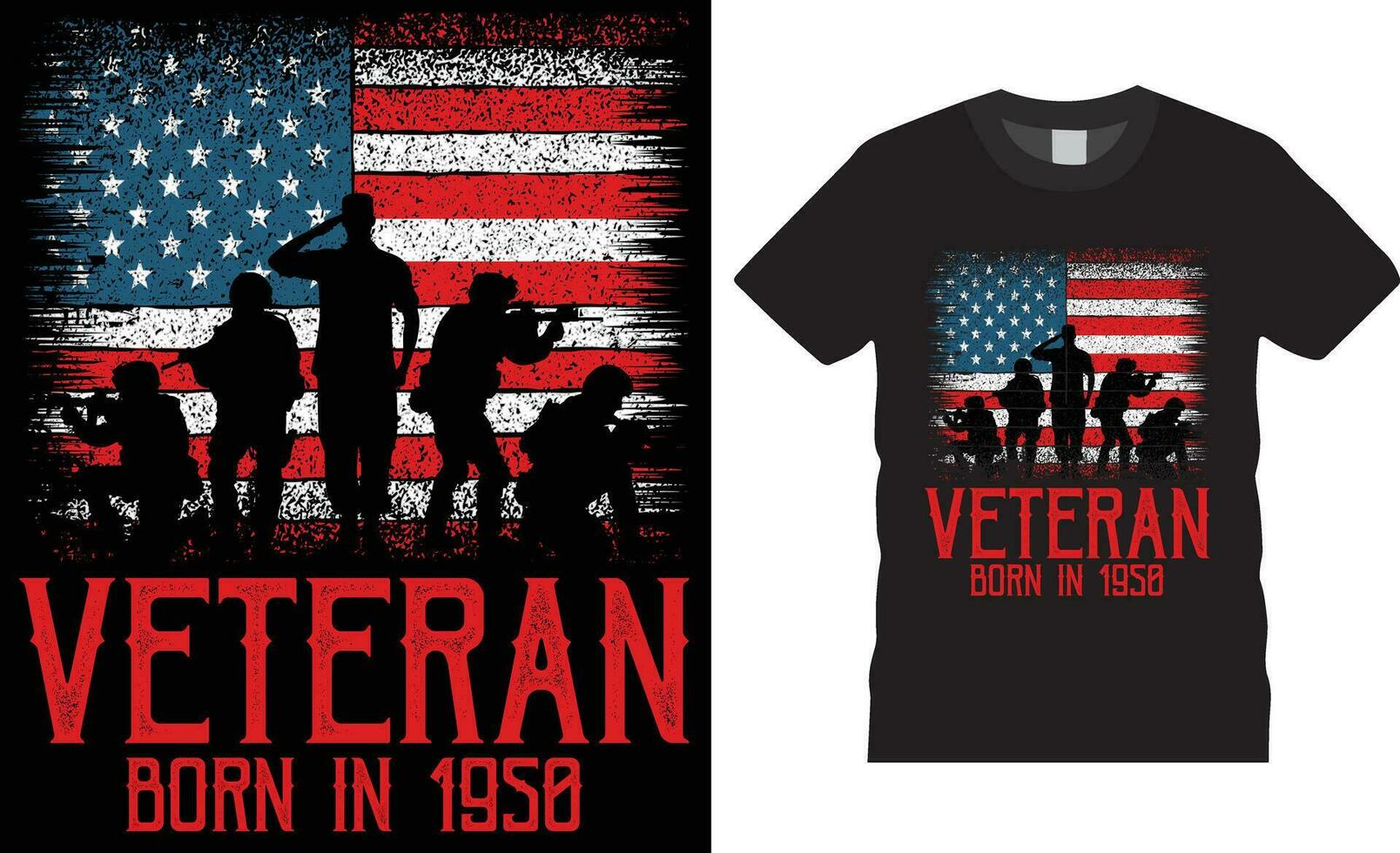 veteraan geboren in 1950 Amerikaans veteraan t-shirt ontwerp vector sjabloon.