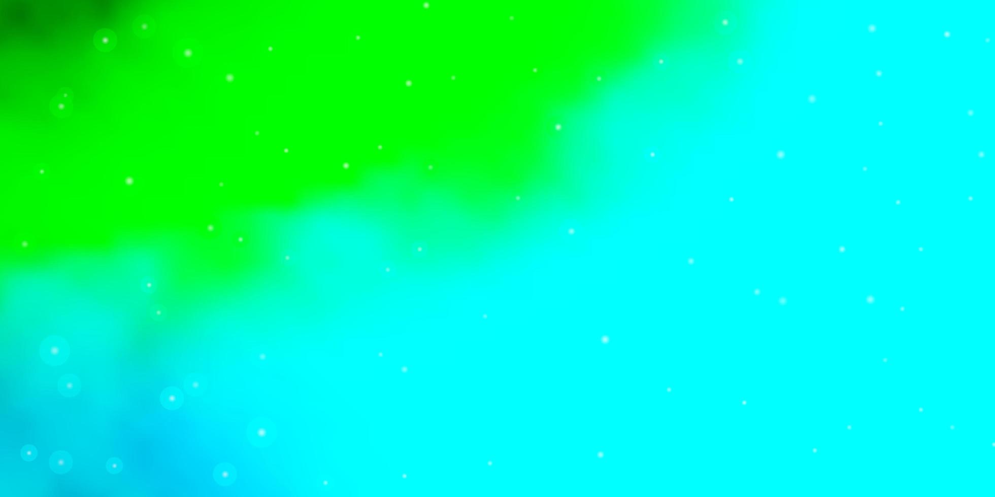lichtblauwe, groene vectorachtergrond met kleine en grote sterren. decoratieve afbeelding met sterren op abstracte sjabloon. beste ontwerp voor uw advertentie, poster, banner. vector